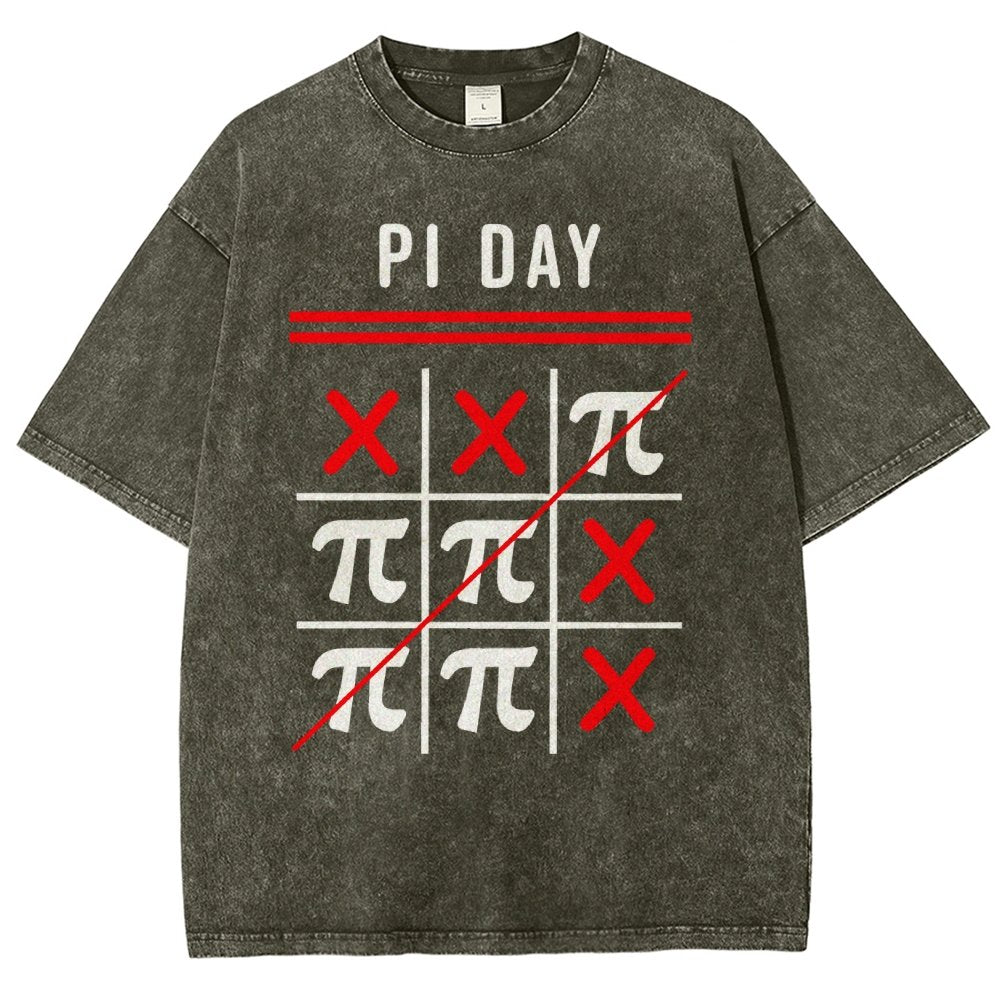 3.14 Tic-Tac-Toe Noughts And Crosses Happy Pi Day Geek Vintage Distressed T-shirt