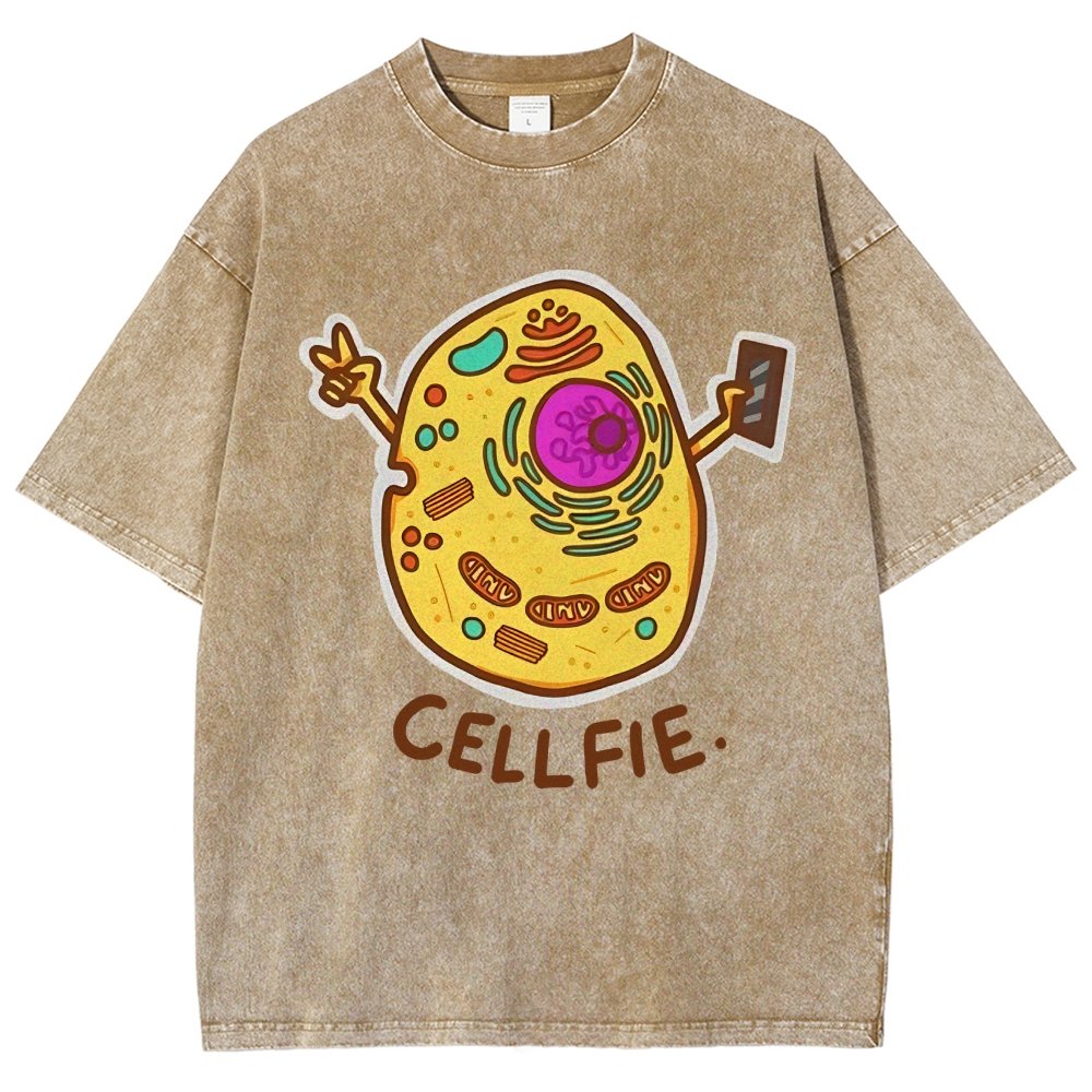 Biology pun Cell-Fie Vintage Distressed T-shirt