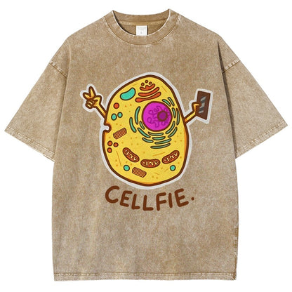 Biology pun Cell-Fie Vintage Distressed T-shirt