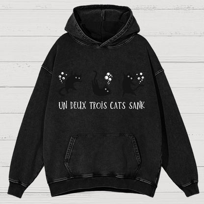 Un Deux Trois Cats Sank Vintage Distressed Hoodie