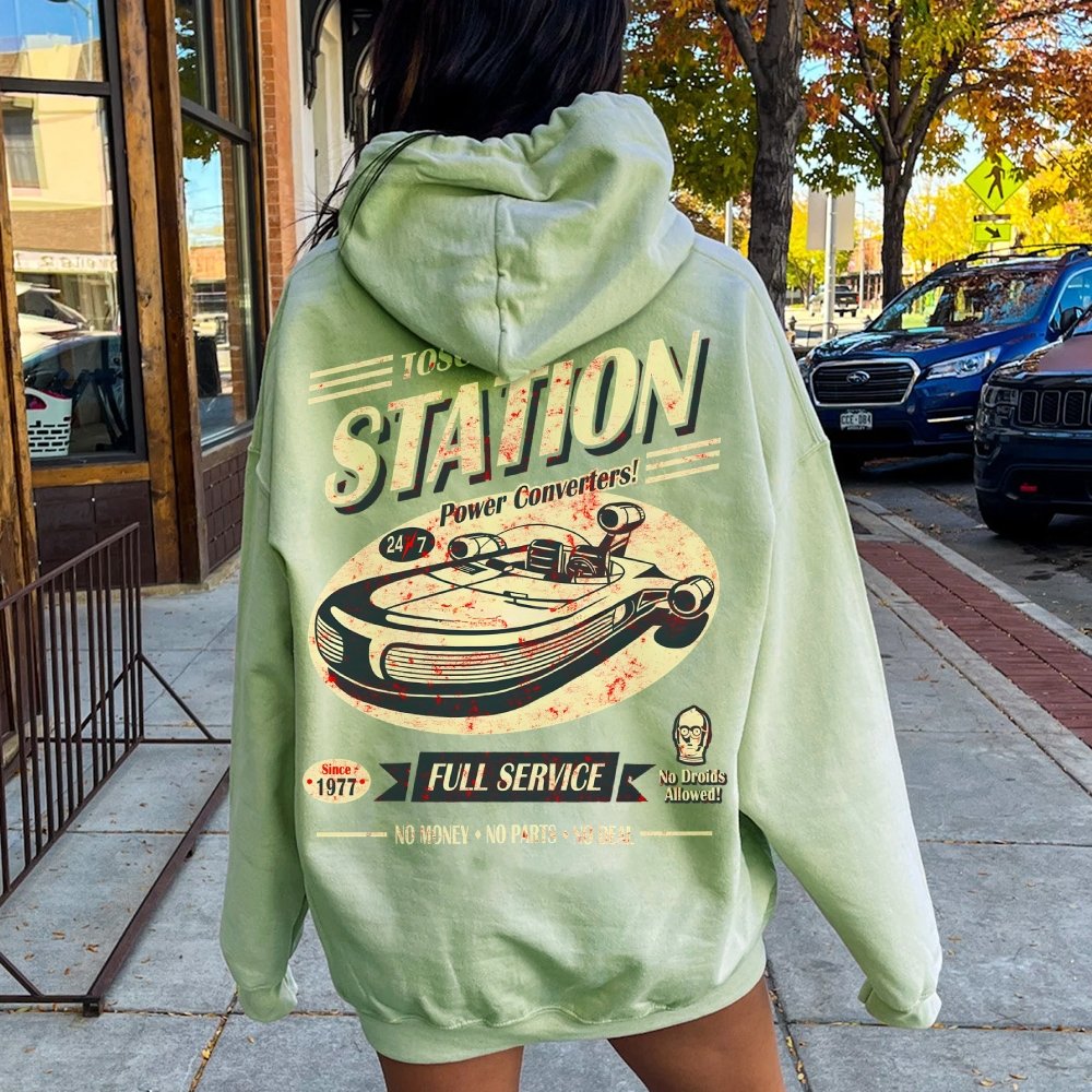 Classic Printed Back Cotton Hoodie with a Fictitious Location Design