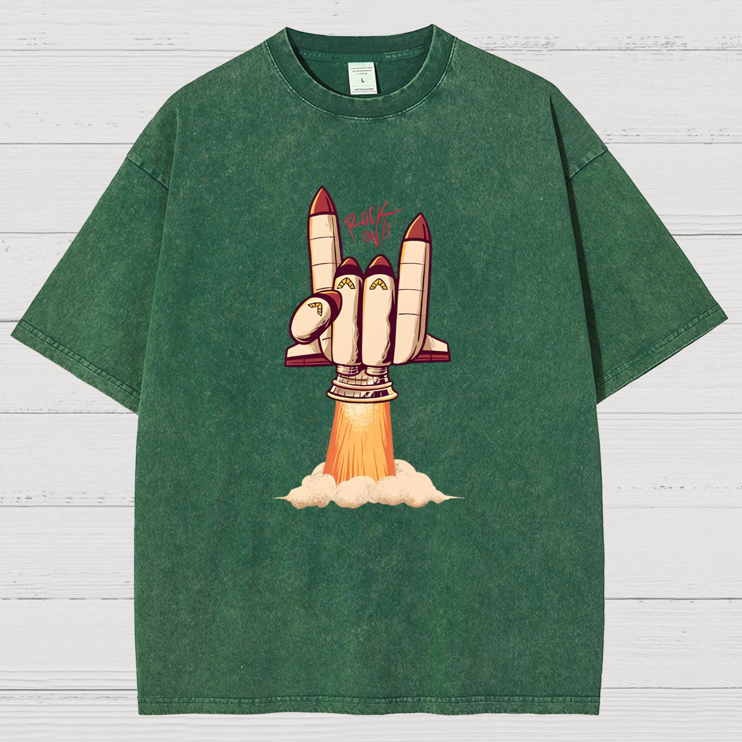 Rock On Rocket  Vintage Distressed T-shirt
