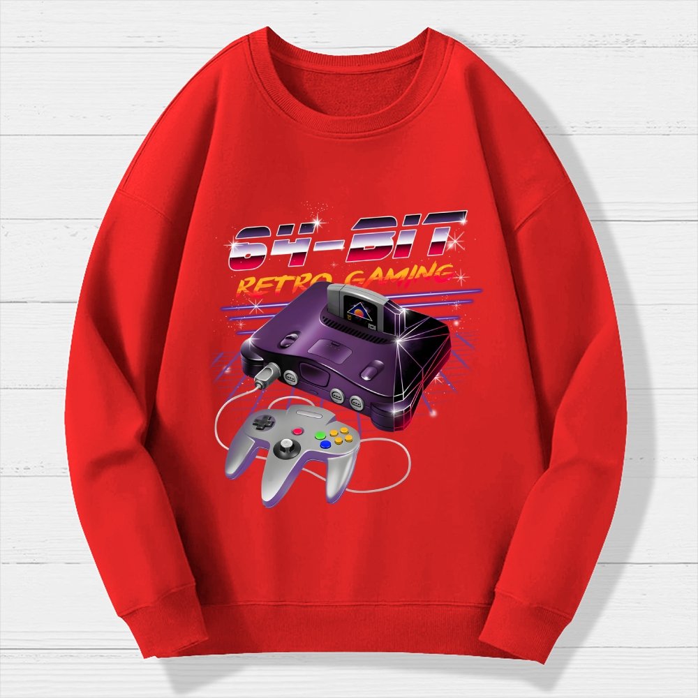 '64-Bit Retro Gaming Geek Cotton Sweatshirt