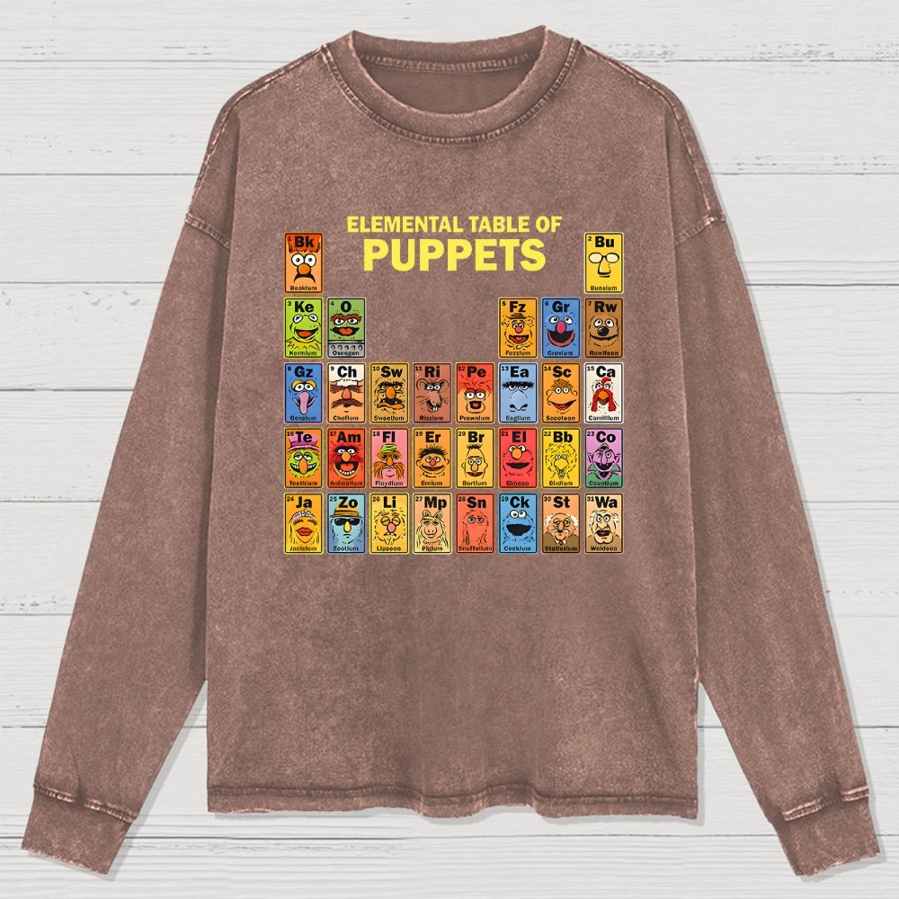 Elemental Table Of Puppets Washed Long Sleeve Tee