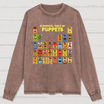 Elemental Table Of Puppets Washed Long Sleeve Tee