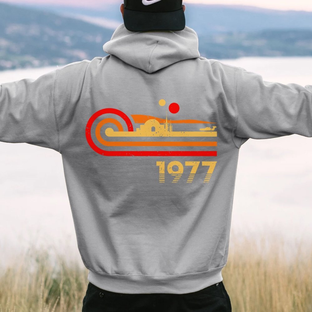 Retro Vintage Desert Planet Printed Back Unisex Cotton Hoodie