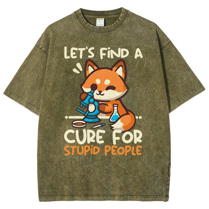 Fox Cure For Stupid People Vintage Distressed T-shirt