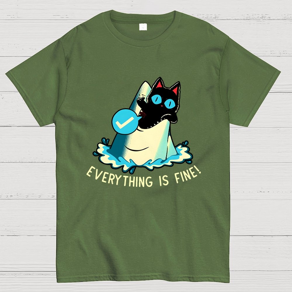 Everything Is Fine! Cat Geek T-Shirt