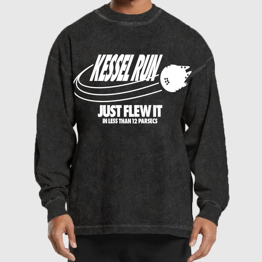 Galactic Run Just Flew It Washed Long Sleeve Tee