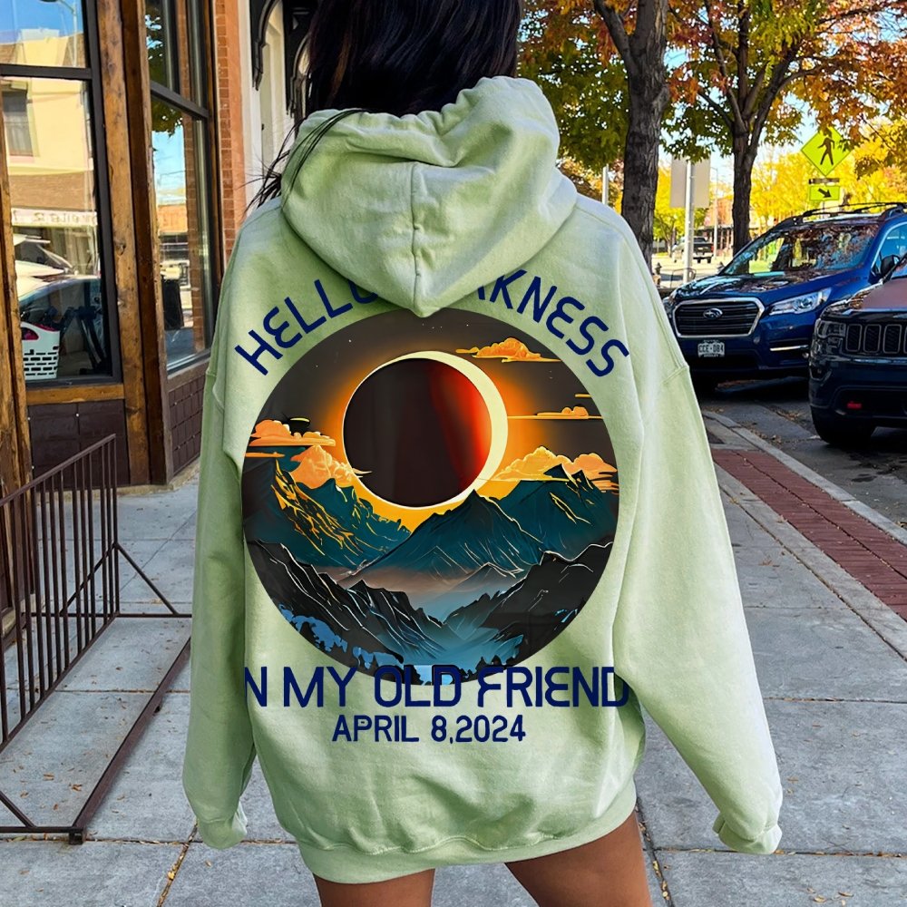 Hello Darkness My Old Friend Nerdy Graphic Geek Printed Back Cotton Hoodie