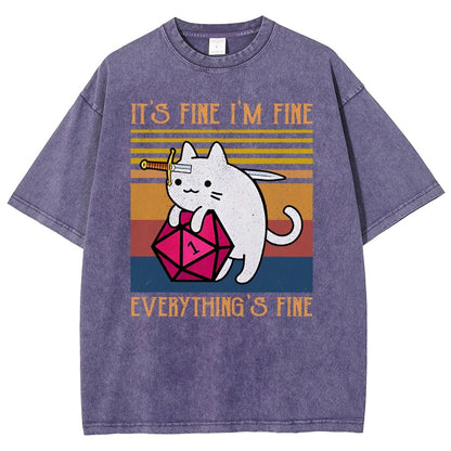 Cat It's Fine I'm Fine Everything's Fine Vintage Distressed T-shirt