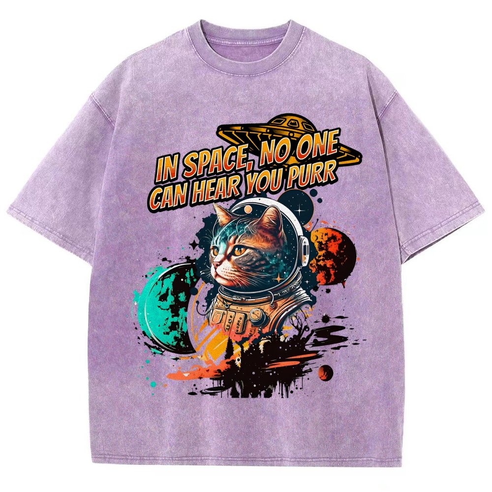 In Space No One Can Hear You Purr Vintage Distressed T-shirt