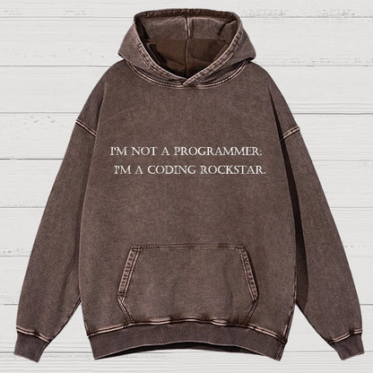 I'm Not A Programmer I'm A Coding Rockstar Nerd Vintage Distressed Hoodie