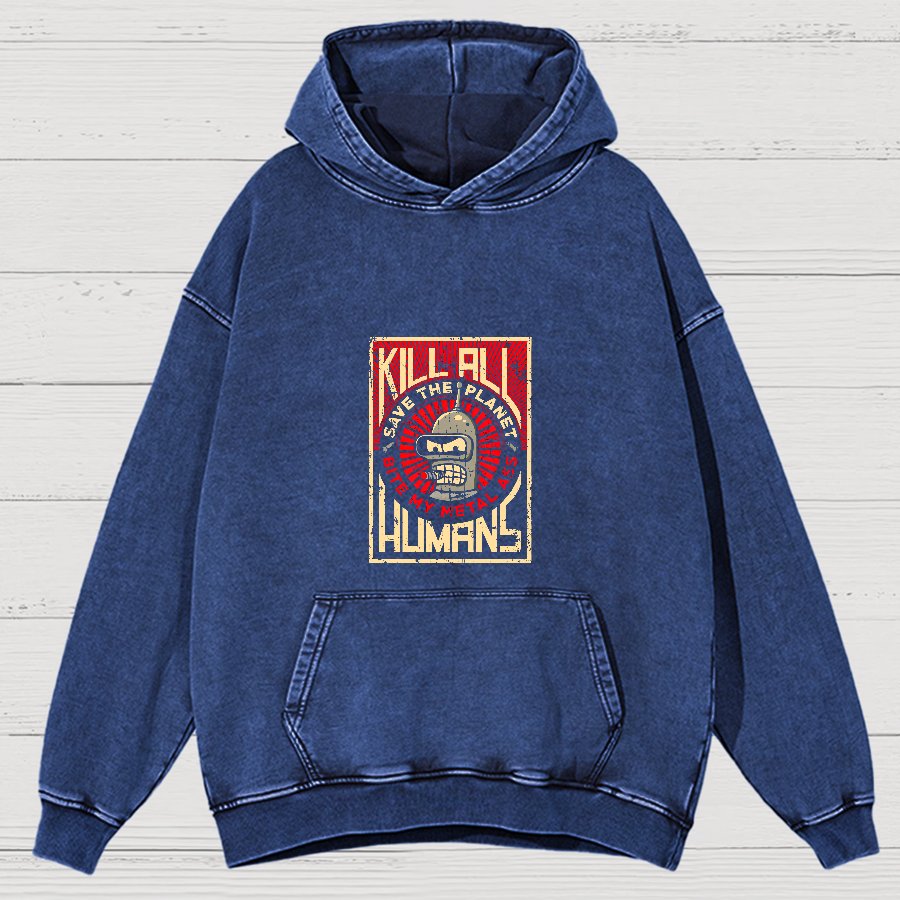 Save The Earth And Kill All Humans Vintage Distressed Hoodie