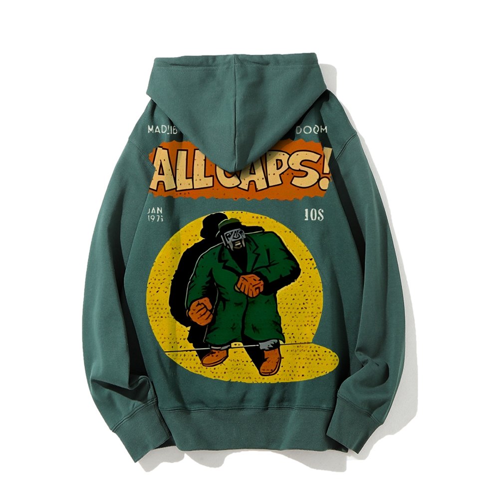 Vintage Hip-Hop Mf Graphic Printed Back Cotton Hoodie