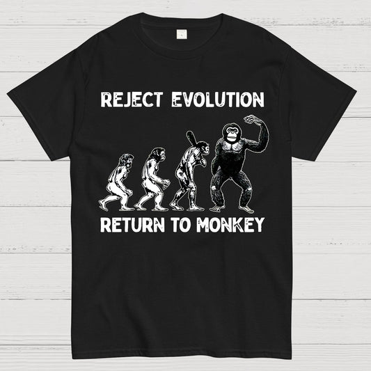 Reject Evolution  Return To Monkey Funny Geek T-Shirt