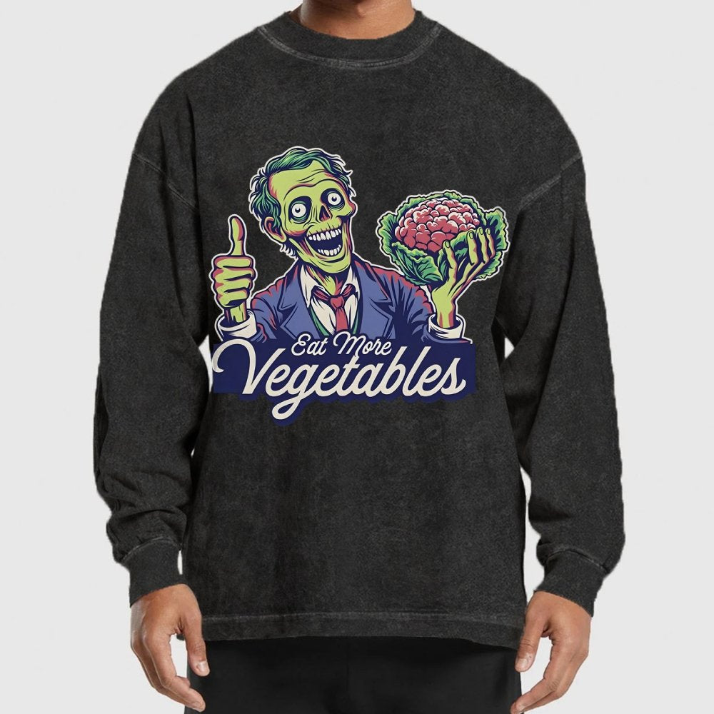 Eat More Vegetable Washed Long Sleeve Tee