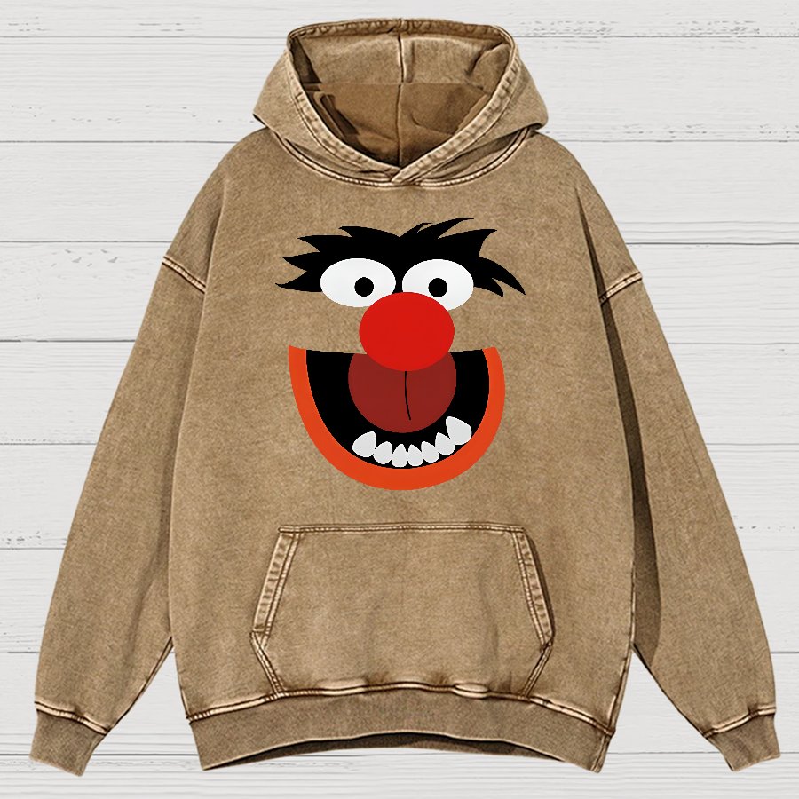 Retro Pop Culture Puppet Face Vintage Distressed Hoodie
