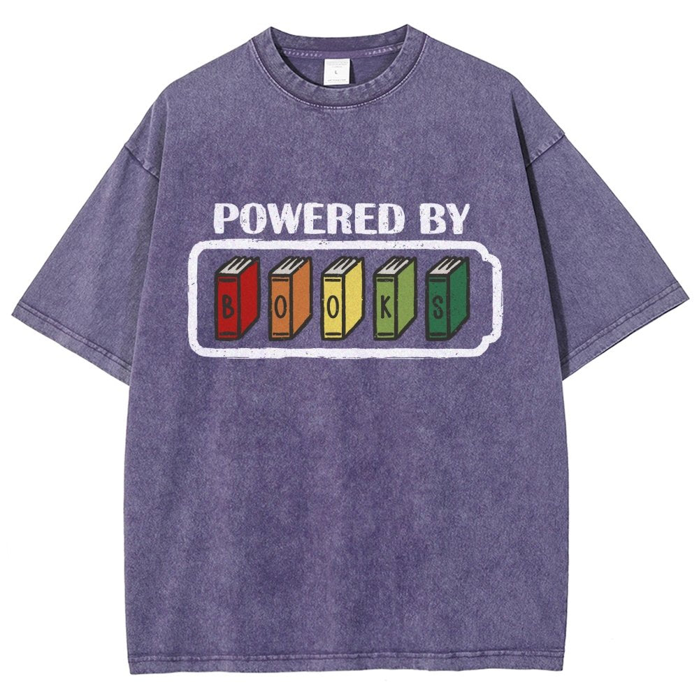 Powered by Books Vintage Distressed T-shirt