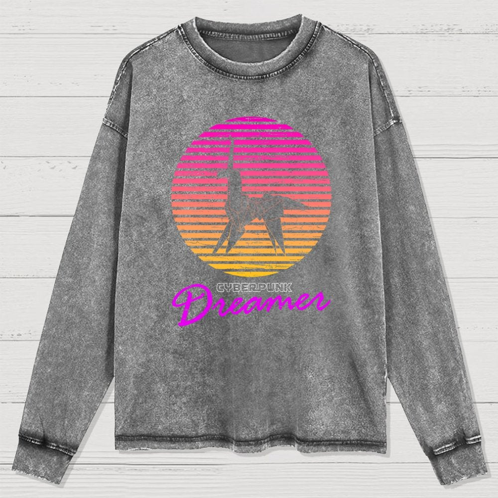 Cyberpunk Dreamer Washed Long Sleeve Tee