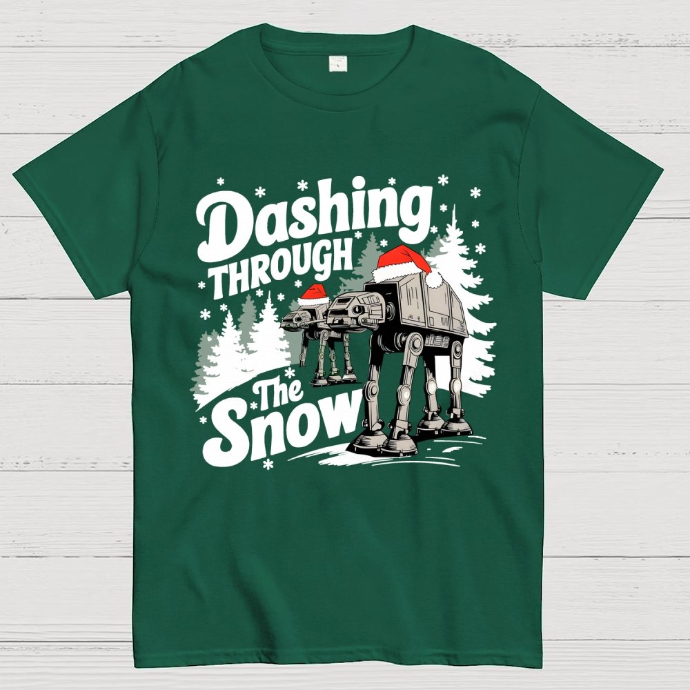 Mystery Robot Dog Crosses the Snow Christmas Geek T-Shirt