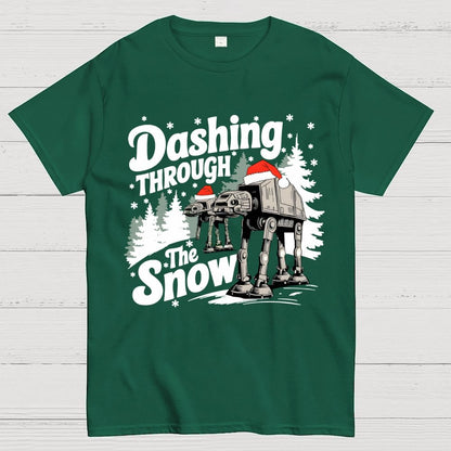 Mystery Robot Dog Crosses the Snow Christmas Geek T-Shirt