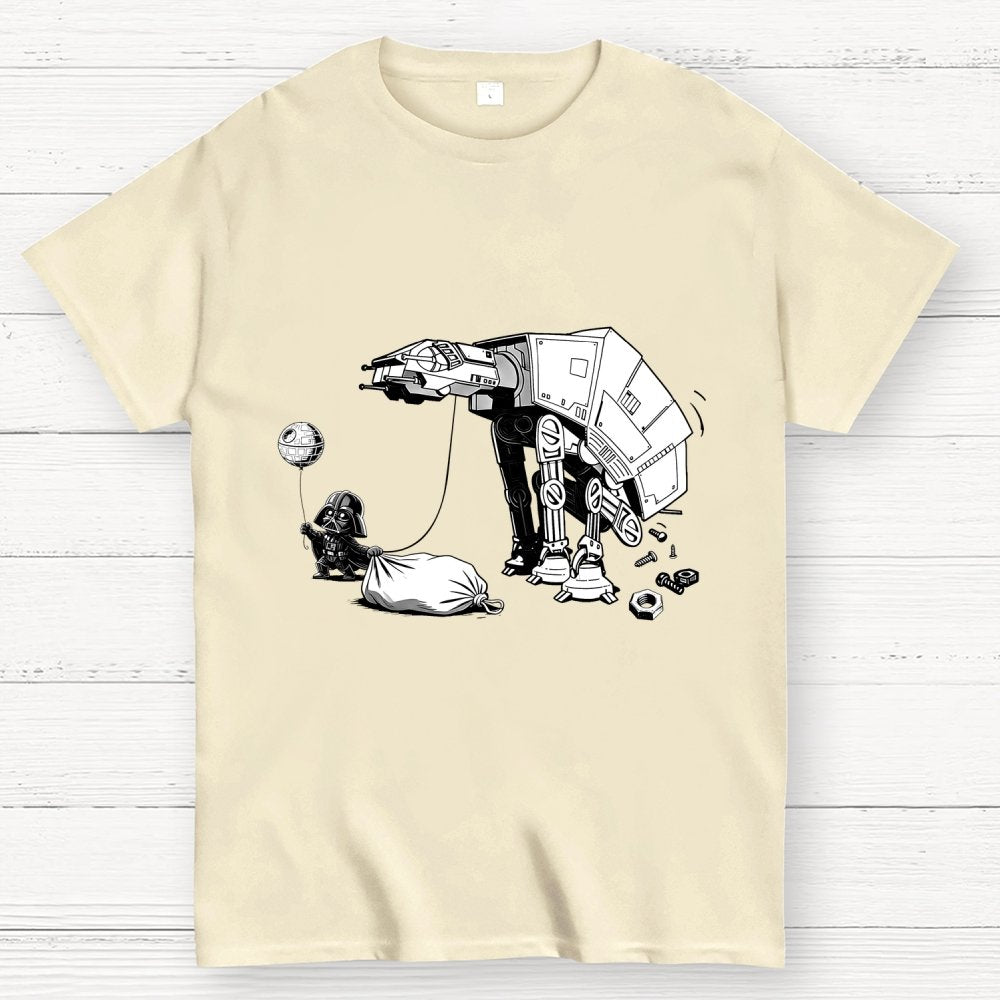 Picking Up Feces With A Huge Poop Bag Empire Robot Dog-Planet Battles Geek T-Shirt