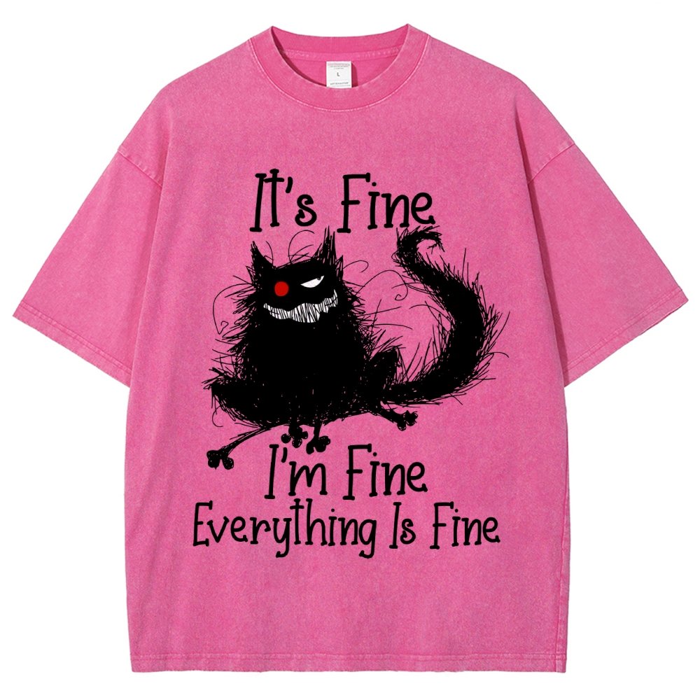 It's fine funny cat Vintage Distressed T-shirt