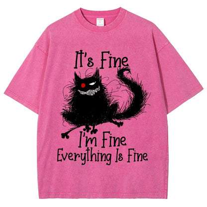 It's fine funny cat Vintage Distressed T-shirt