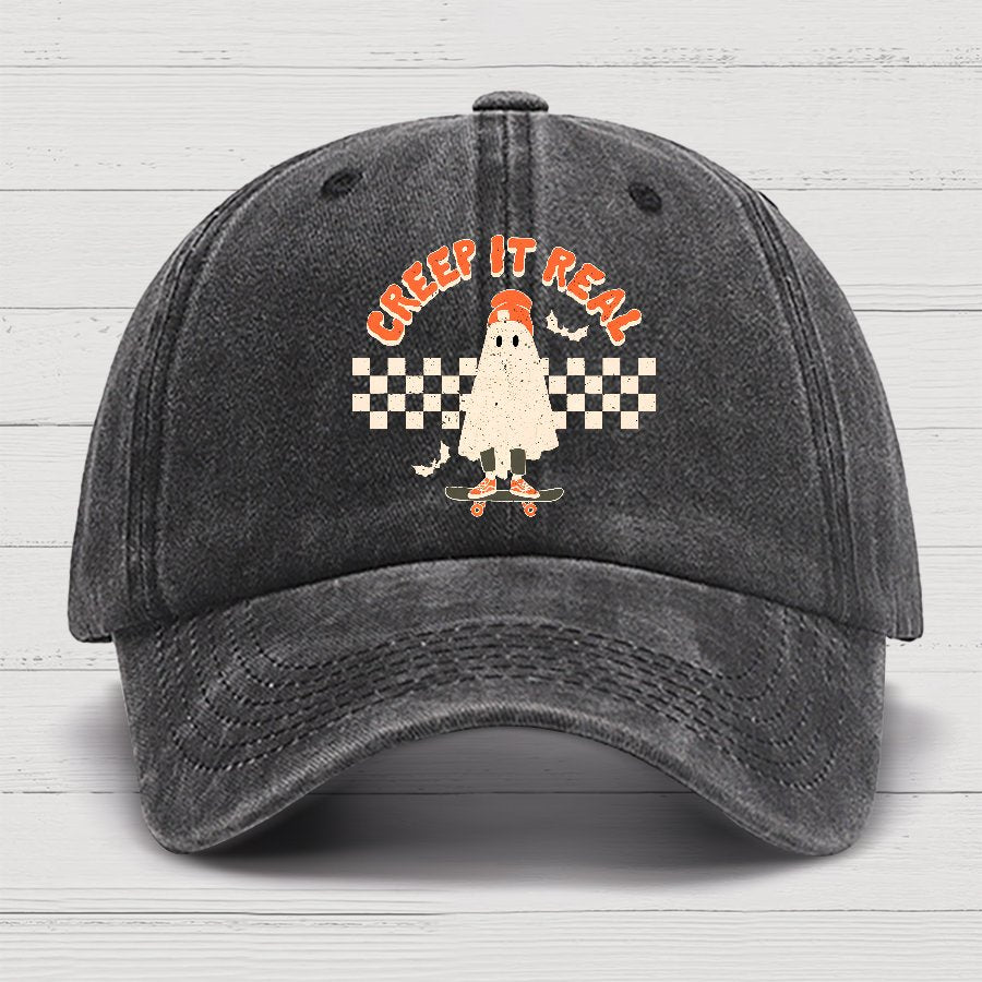 Creep it Real Vintage Ghost Halloween Cotton Hat