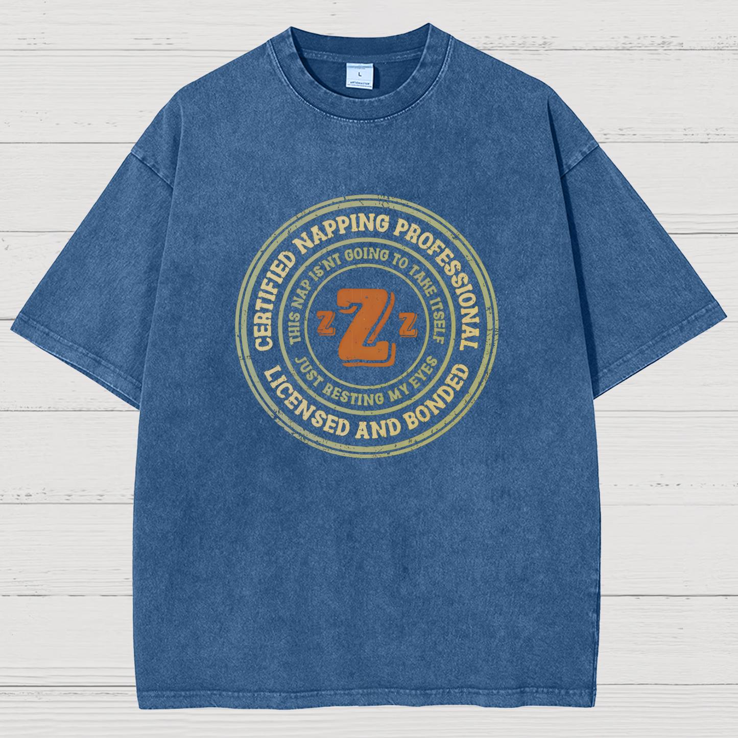 Certified Napping Professional Vintage Distressed T-shirt