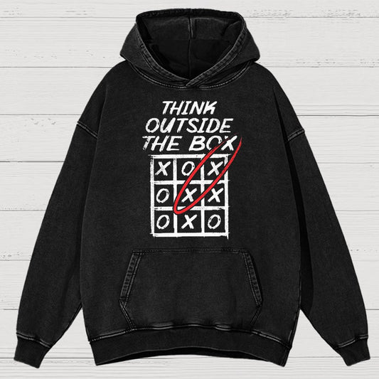 Think Outside The Box Nerd Vintage Distressed Hoodie