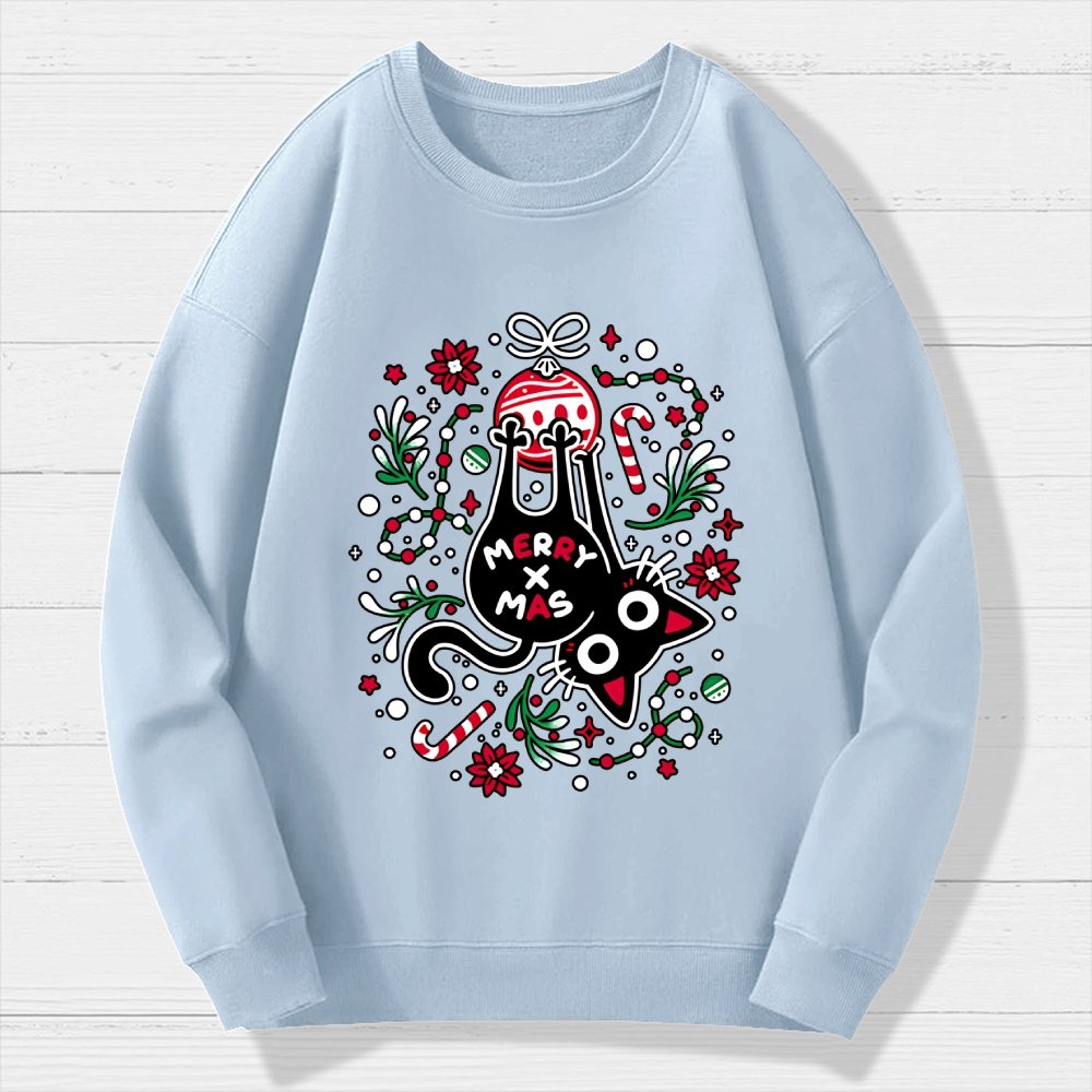 Christmas Cat Butt Geek Cotton Sweatshirt
