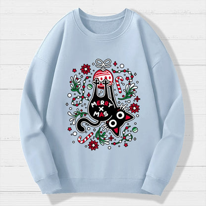 Christmas Cat Butt Geek Cotton Sweatshirt
