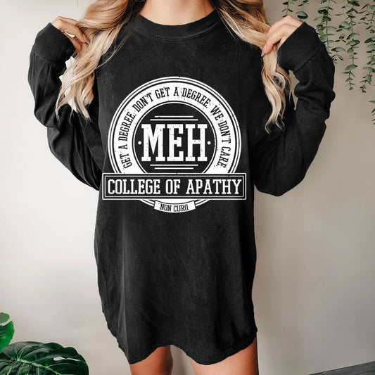 College of Apathy Washed Long Sleeve Tee