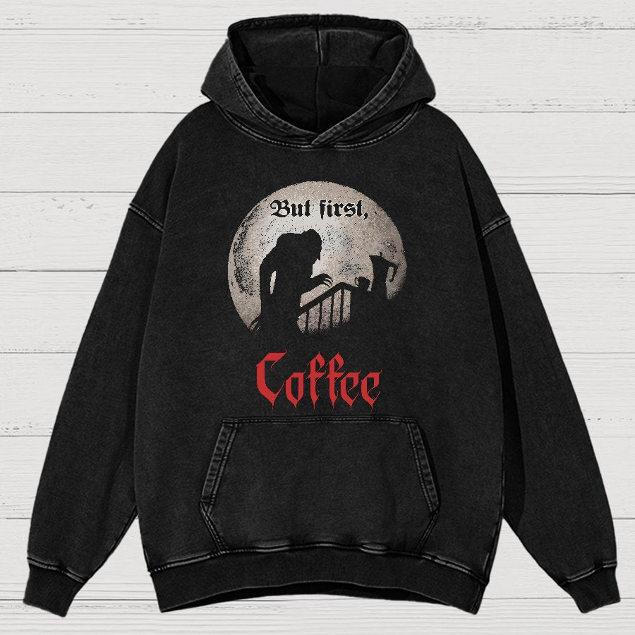 But First, Coffee Vintage Distressed Hoodie
