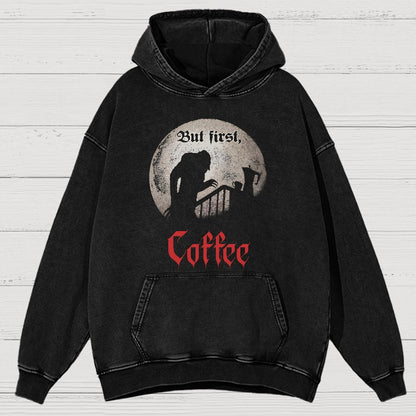 But First, Coffee Vintage Distressed Hoodie