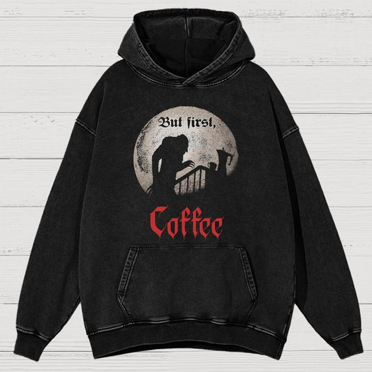 But First, Coffee Vintage Distressed Hoodie