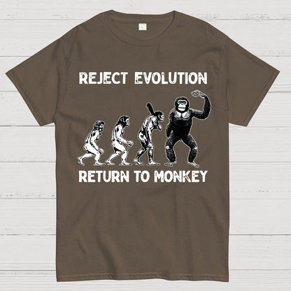 Reject Evolution  Return To Monkey Funny Geek T-Shirt