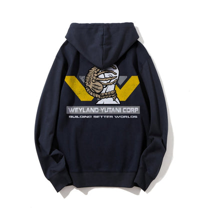 Mysterious Creatures Building Better Worlds Printed Back Unisex Cotton Hoodie