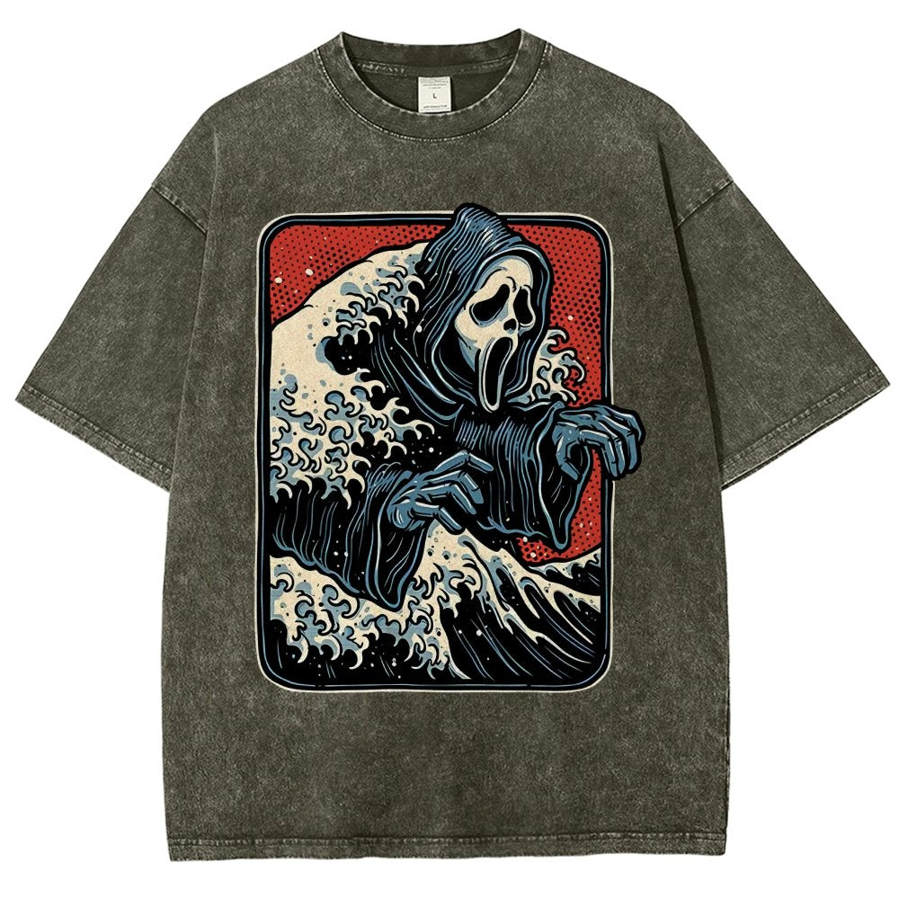 Ghost Wave Vintage Distressed T-shirt