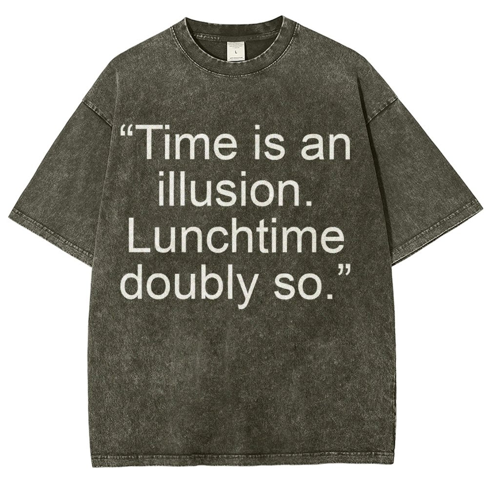 Douglas Adams - “Time is an illusion. Lunchtime doubly so.” Vintage Distressed T-shirt