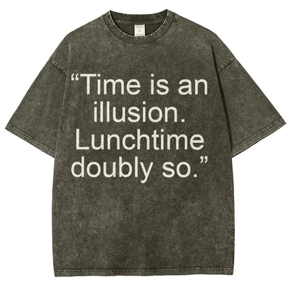 Douglas Adams - “Time is an illusion. Lunchtime doubly so.” Vintage Distressed T-shirt