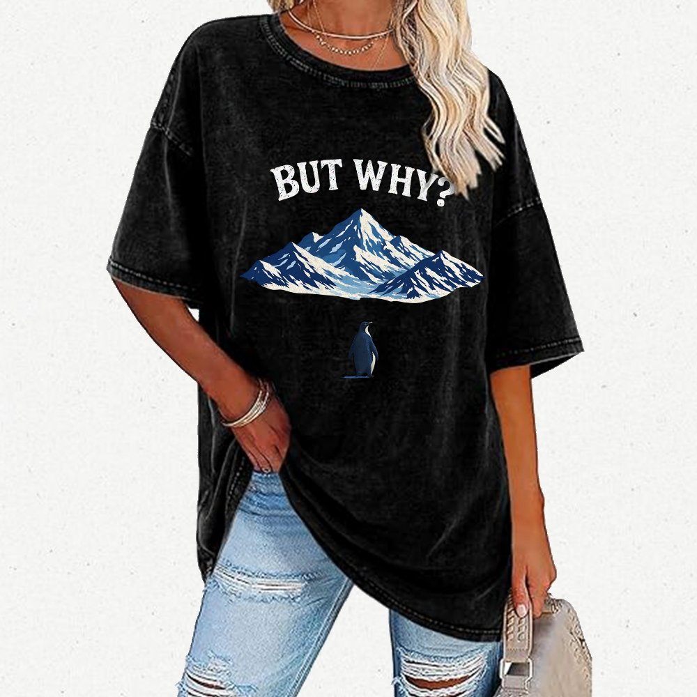 But Why Penguin Vintage Distressed T-shirt