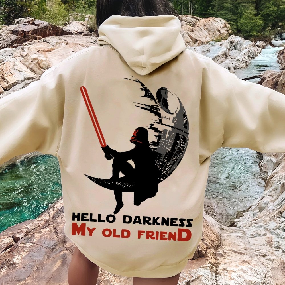 Hello Darkness My Old Friend Printed Back Unisex Cotton Hoodie