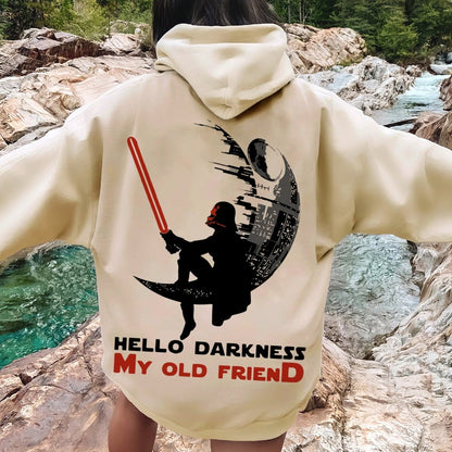 Hello Darkness My Old Friend Printed Back Unisex Cotton Hoodie