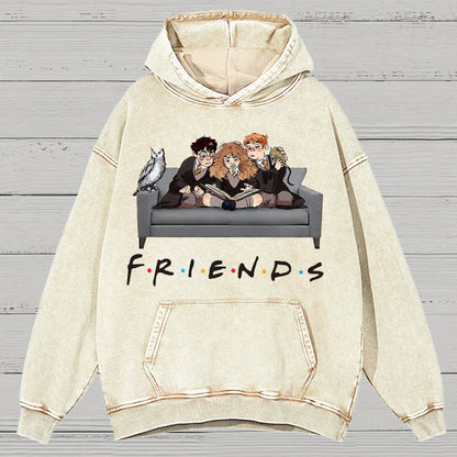 True friends Funny Nerdy Vintage Distressed Hoodie