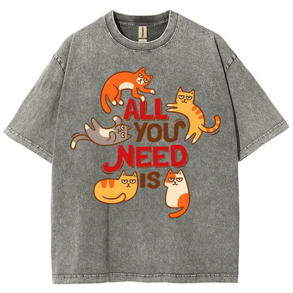 All You Need Is Cat Vintage Distressed T-shirt