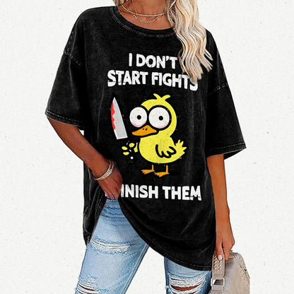 I Don't Start Fights Vintage Distressed T-shirt