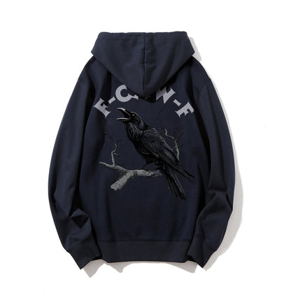 F-Caw-F Funny Crow Printed Back Unisex Cotton Hoodie